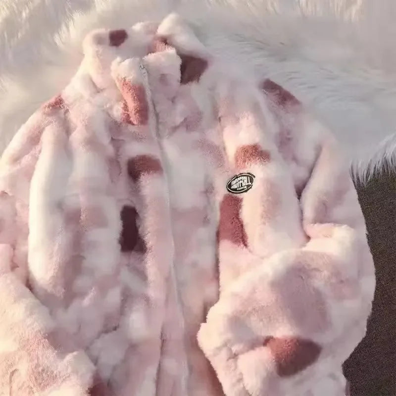Tie-Dye Fleecejacke Damen Farbenfroh Warm