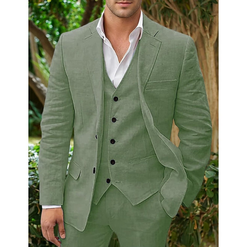 Herren Anzug Set 3-teilig: Blazer, Weste, Hose Leinen