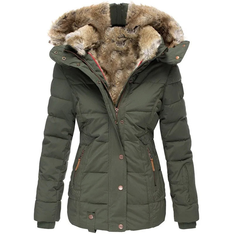 Damen Winterparka Warm mit Kunstfellkapuze - BerlinGlamour