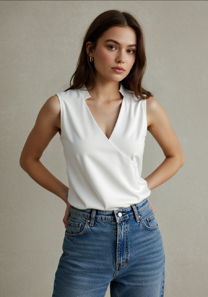 Elegantes Damen Top Ärmellos Einfarbig Sommer