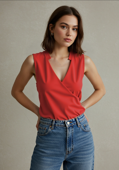 Elegantes Damen Top Ärmellos Einfarbig Sommer