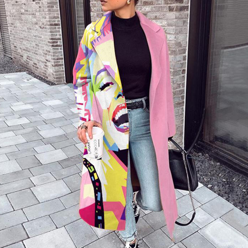 Damen Trenchcoat Lang Übergröße Jacke Elegante