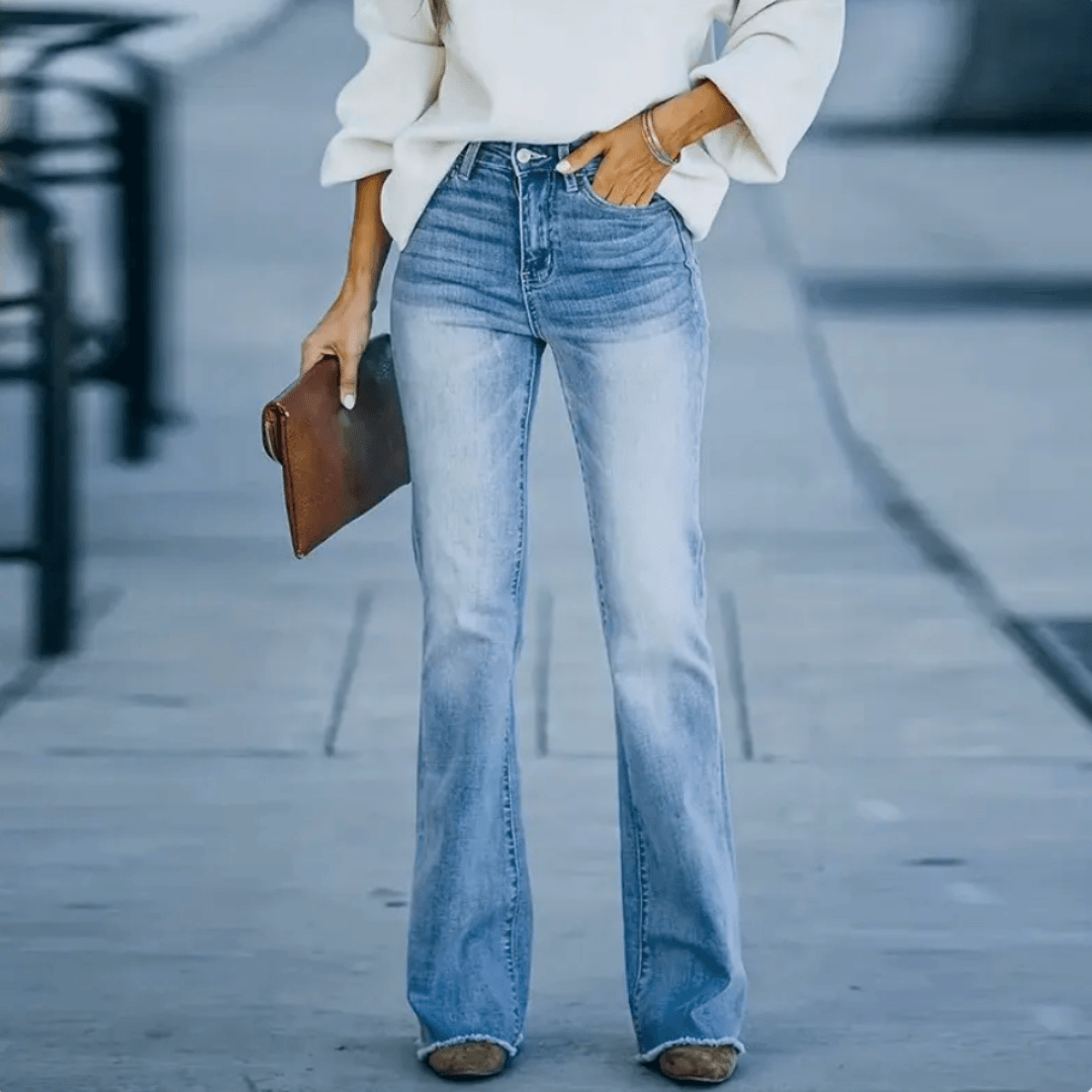 Damen Jeans Höhe Taille Gerader Schnitt Frühling - BerlinGlamour