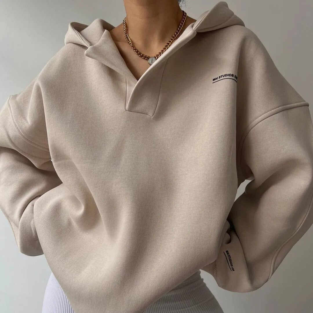 Damen Hoodie Oversized Kapuze Trendy Modern
