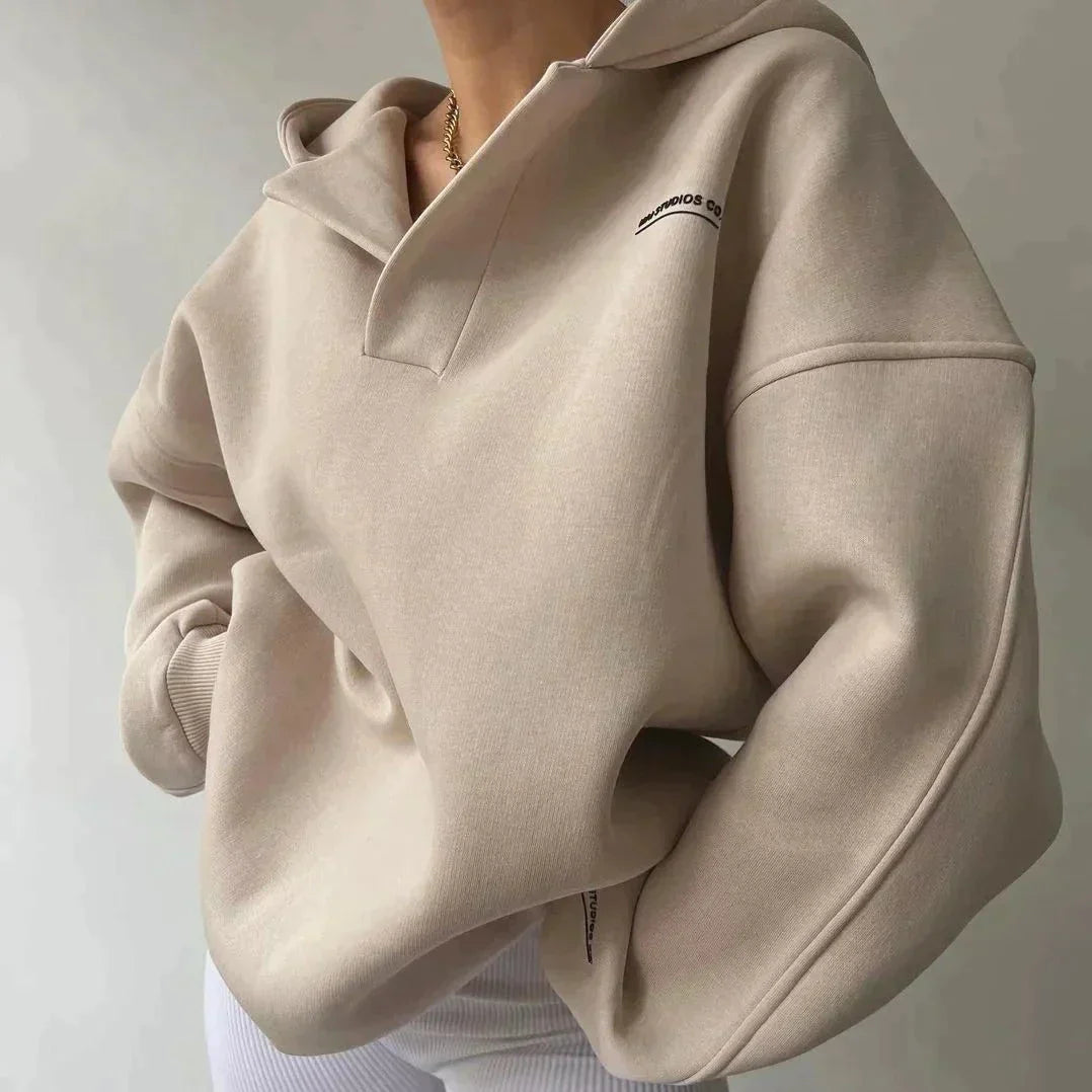 Damen Hoodie Oversized Kapuze Trendy Modern