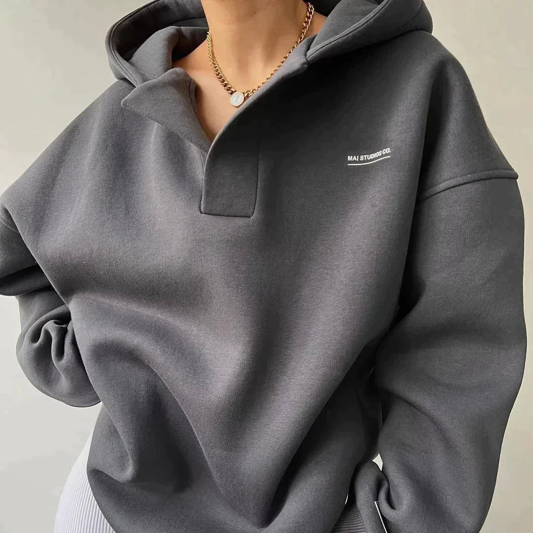 Damen Hoodie Oversized Kapuze Trendy Modern