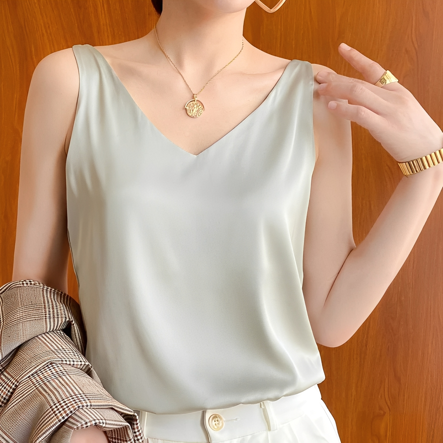 Elegantes Damenoberteil V-Ausschnitt Modern Frauen Tops