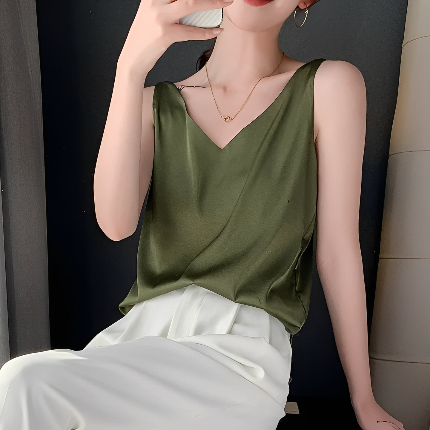 Elegantes Damenoberteil V-Ausschnitt Modern Frauen Tops