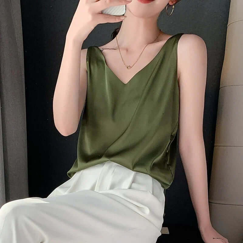 Damen Tanktop Weich Seidig Sommer