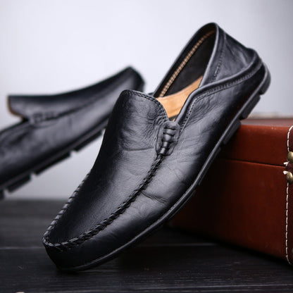 Herren Loafer Echtleder Schuhe Schwarz Elegant