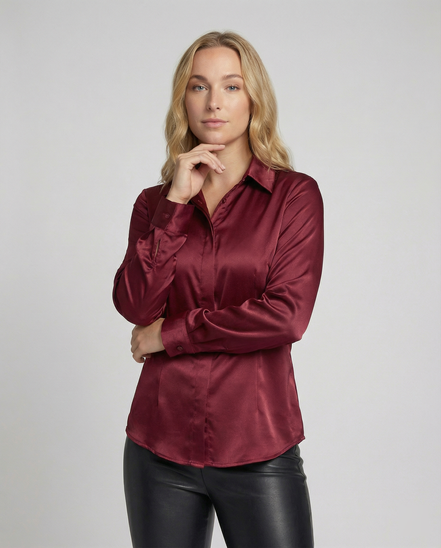 Elegante Damen Bluse Satin Klassisch - BerlinGlamour