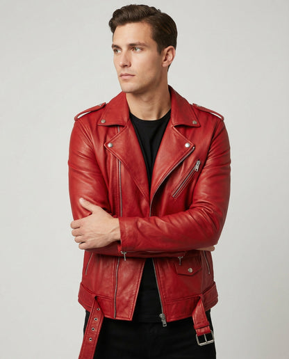 Echtleder Bikerjacke Herren Lederjacke Schwarz Modern - BerlinGlamour
