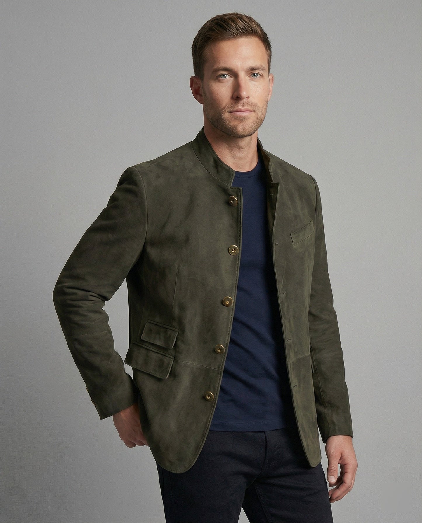 Herren Jacke Klassisch Button Down Modern Slim