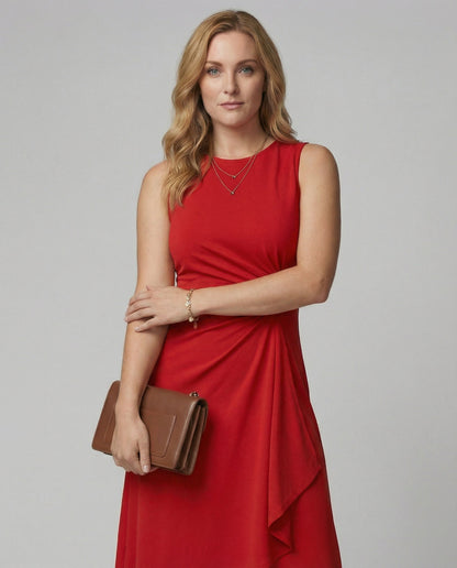 Damen Wickelkleid Ärmellos Asymmetrisch Elegant