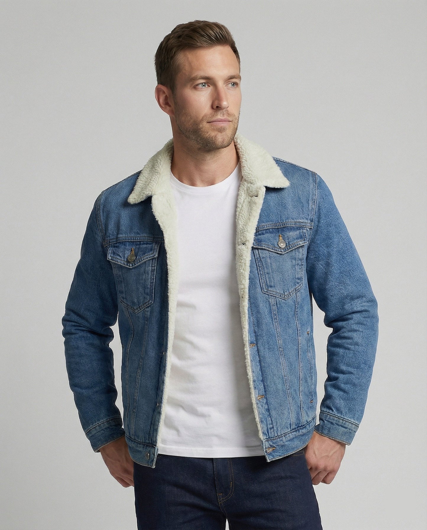 Warme Denim Jacke Herren Winter - BerlinGlamour
