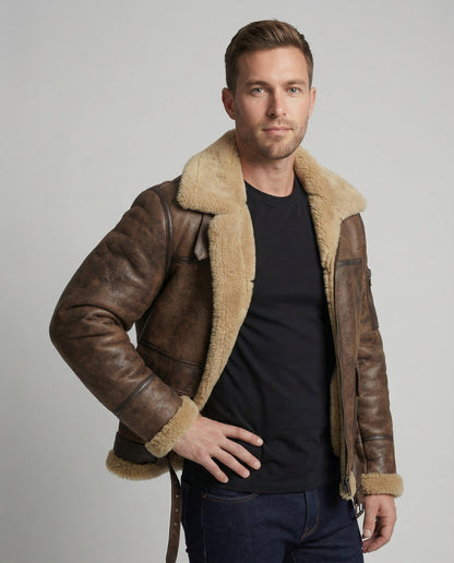 Herren Stehkragen Jacke Echtleder Dunkelbraun - BerlinGlamour