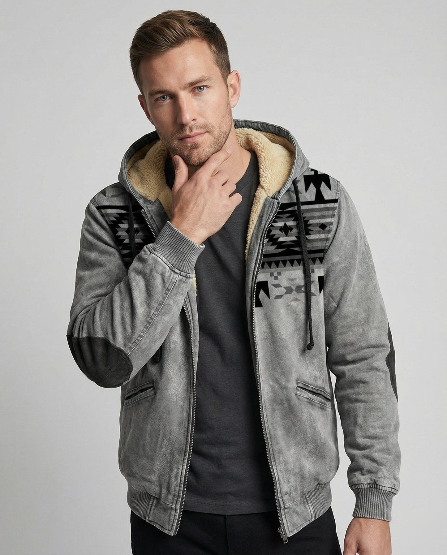 Herren Kapuzenjacke Tribal Print Sportlich - BerlinGlamour