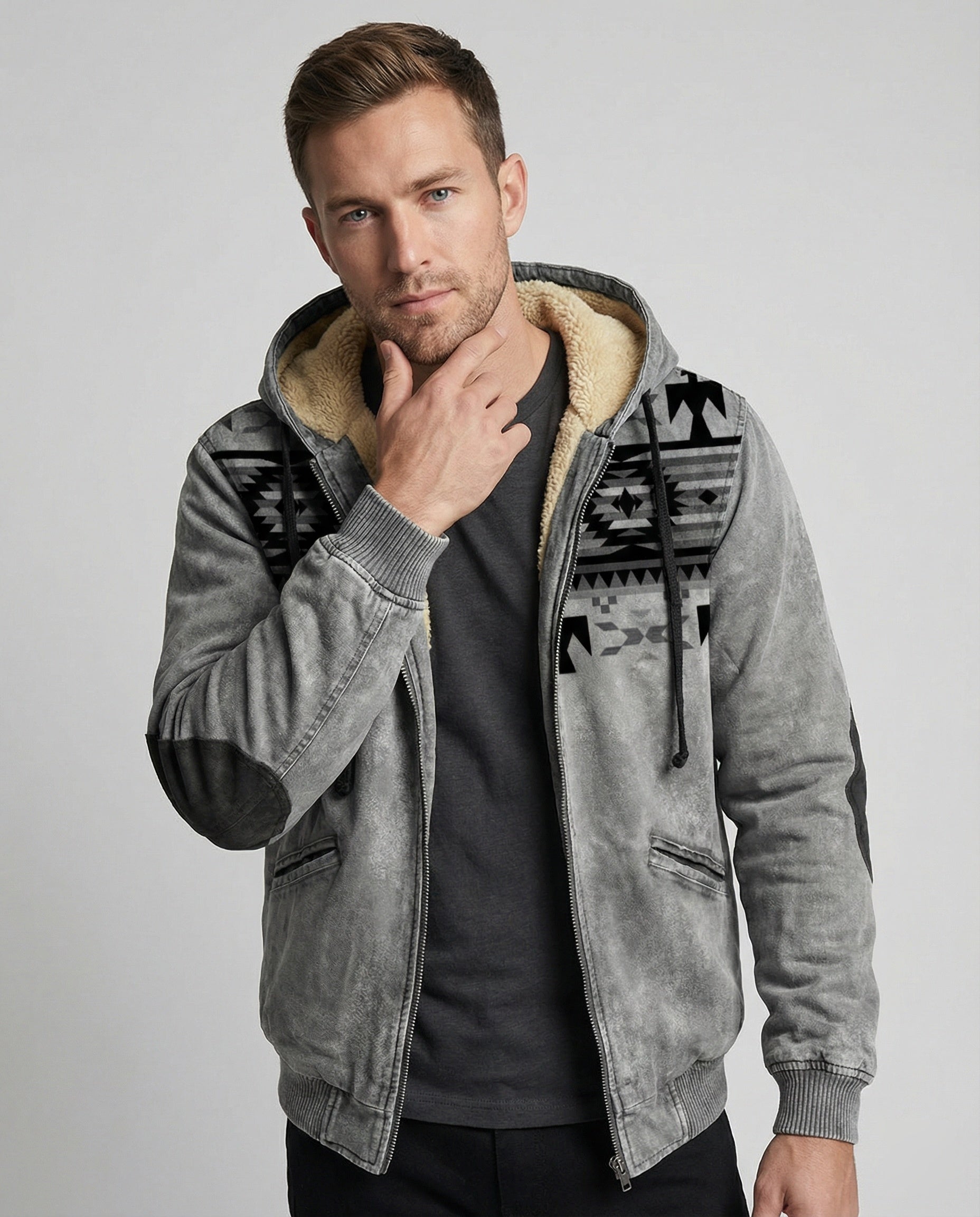 Herren Kapuzenjacke Tribal Print Sportlich - BerlinGlamour