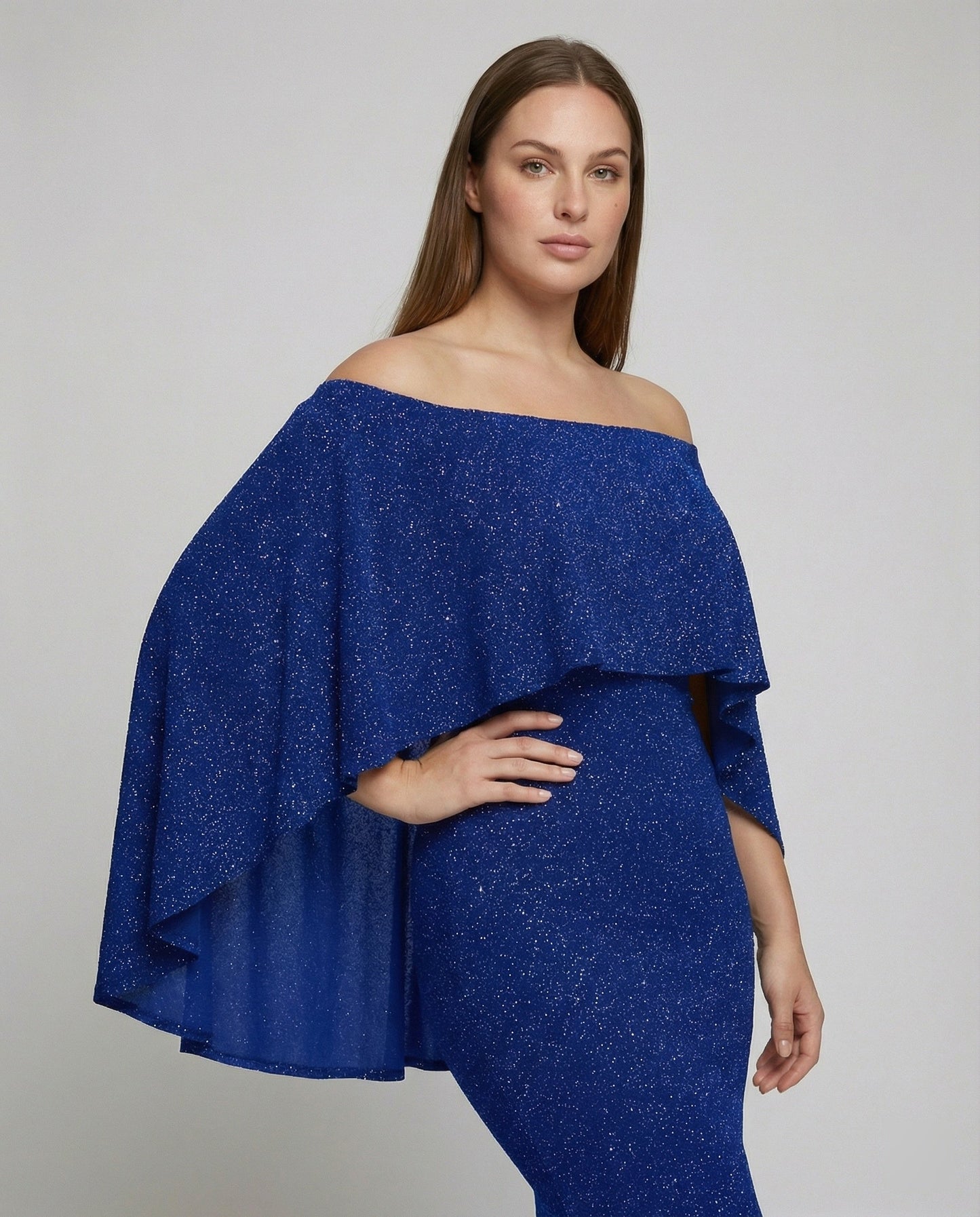 Elegantes Abendkleid Off-Shoulder Damenkleid Glitter