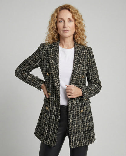 Damen Blazer Tweed Modern mit Doppelknöpfen - BerlinGlamour