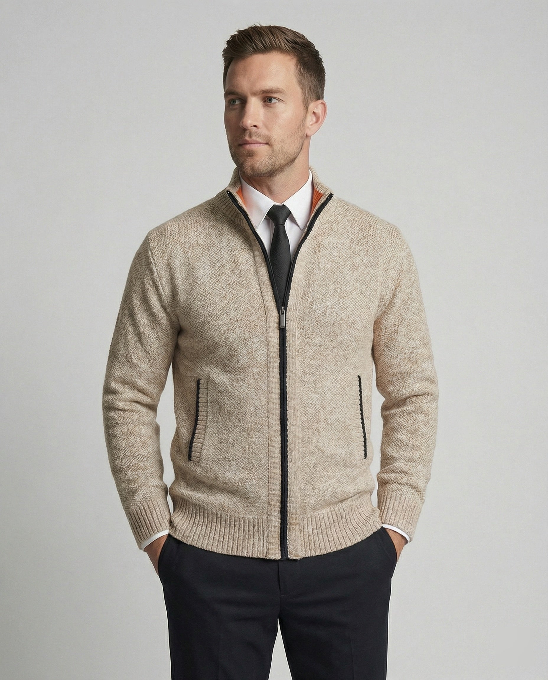 Herren Strickjacke Elegante Reißverschluss Steppjacke - BerlinGlamour
