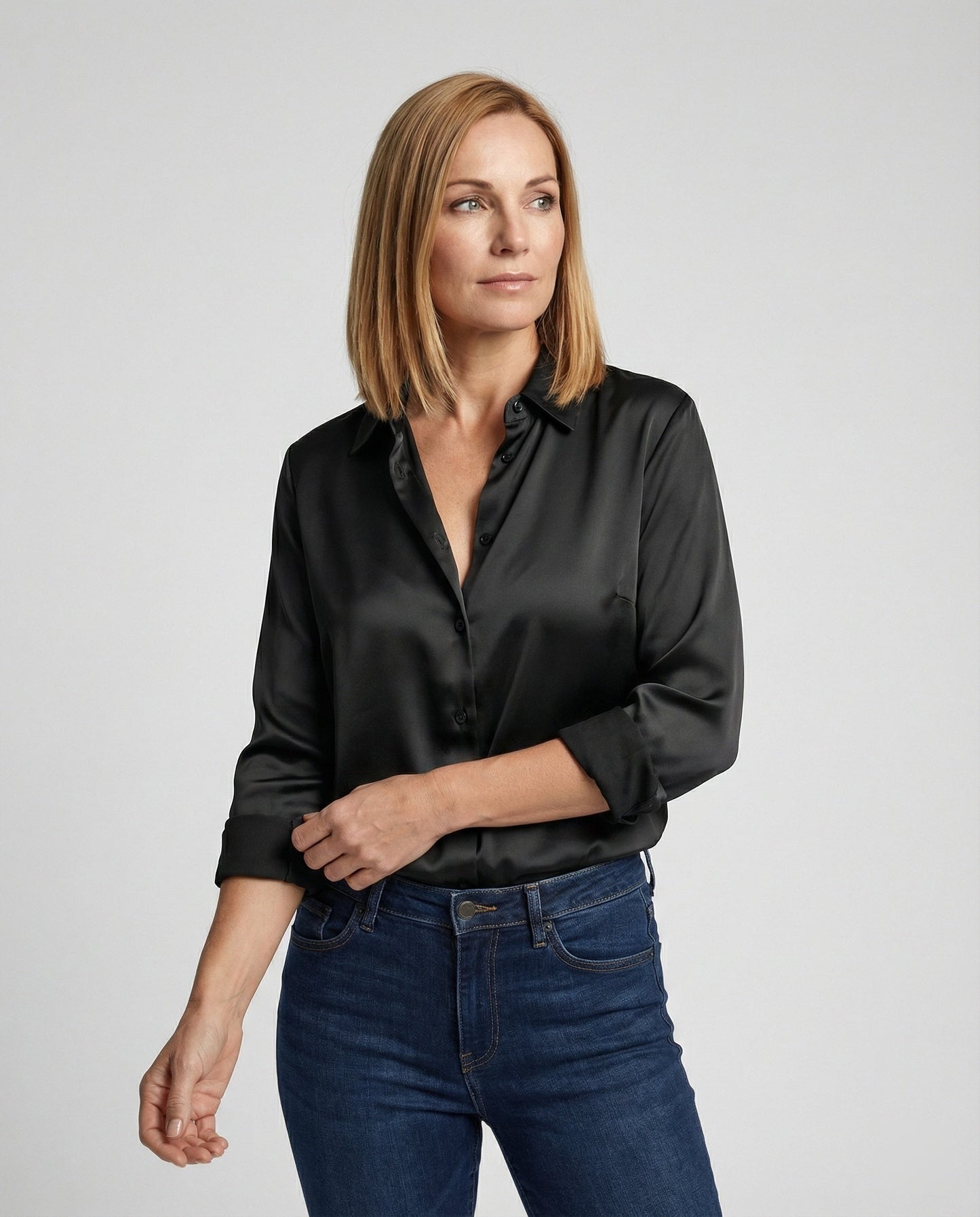 Damen Bluse Top Elegant Kurzarm - BerlinGlamour