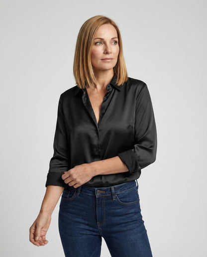 Damen Bluse Top Elegant Kurzarm - BerlinGlamour