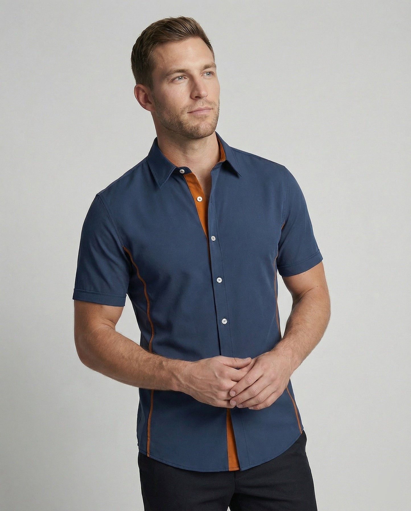 Herren Kurzarmhemd Slim Fit Modern - BerlinGlamour