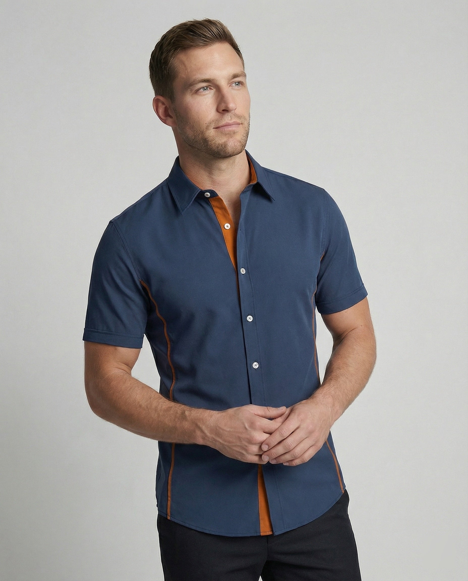 Herren Kurzarmhemd Slim Fit Modern - BerlinGlamour