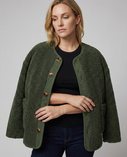 Damen Winterjacke Warm Sherpa Fleece Jacke Langarm - BerlinGlamour
