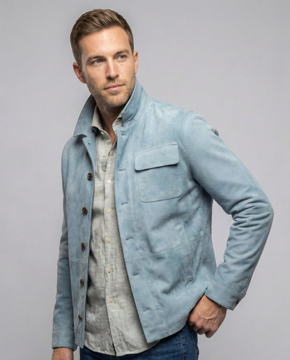 Herren Lederjacke Wildleder Bikerjacke Mit Kragen - BerlinGlamour