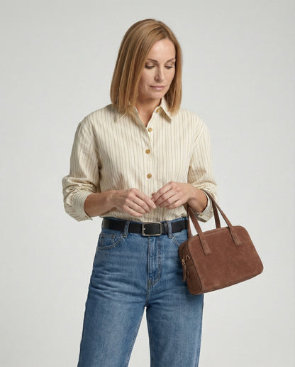 Damen Bluse Streifenmuster Elegante Slimfit