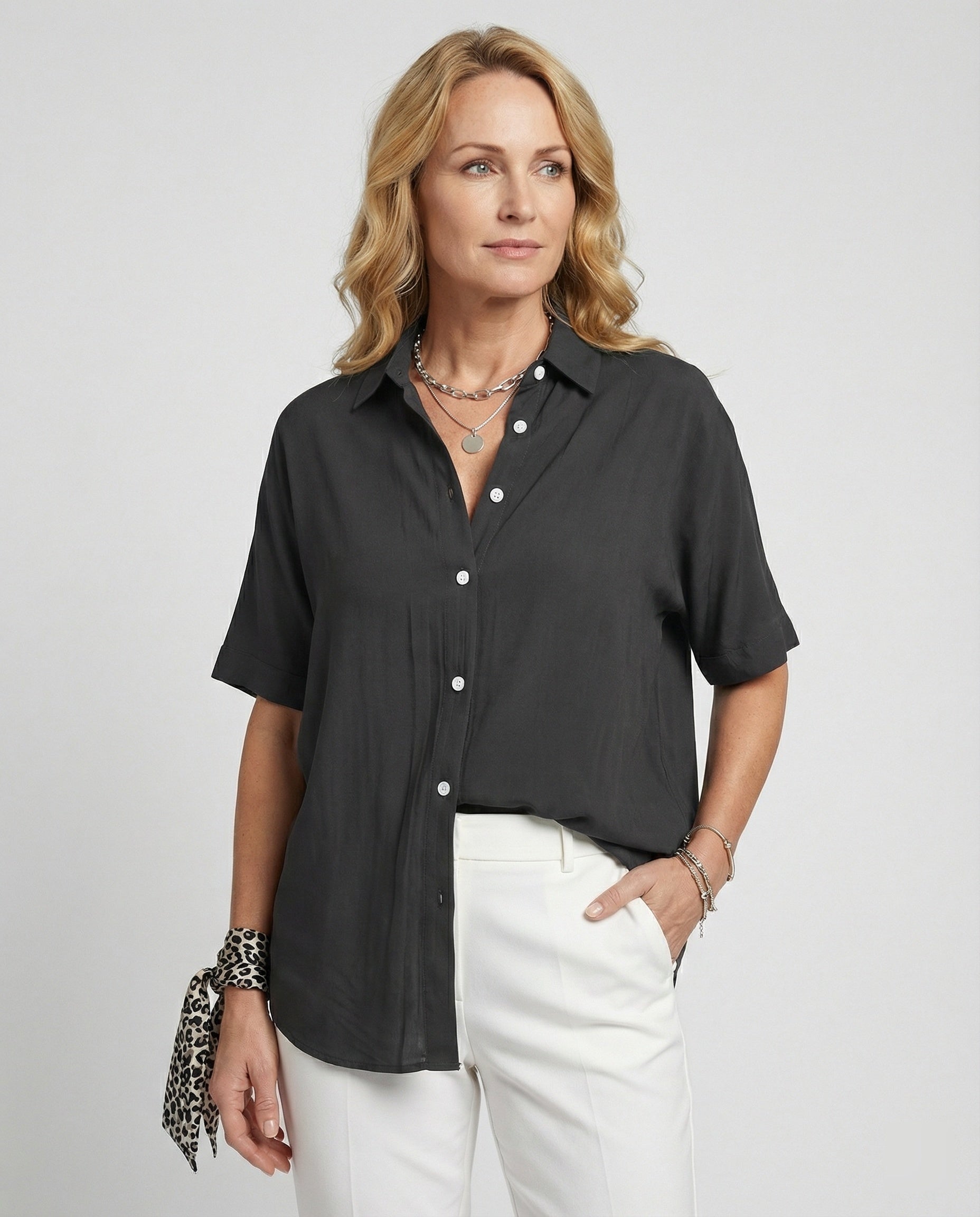 Damen Bluse Top V-Ausschnitt Elegant - BerlinGlamour