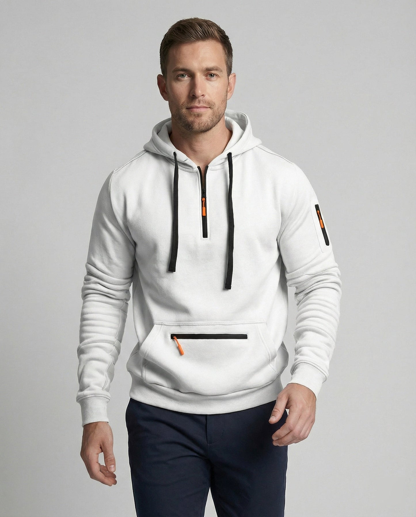 Herren Hoodie Sportlich Mit Reißverschluss Taschen - BerlinGlamour