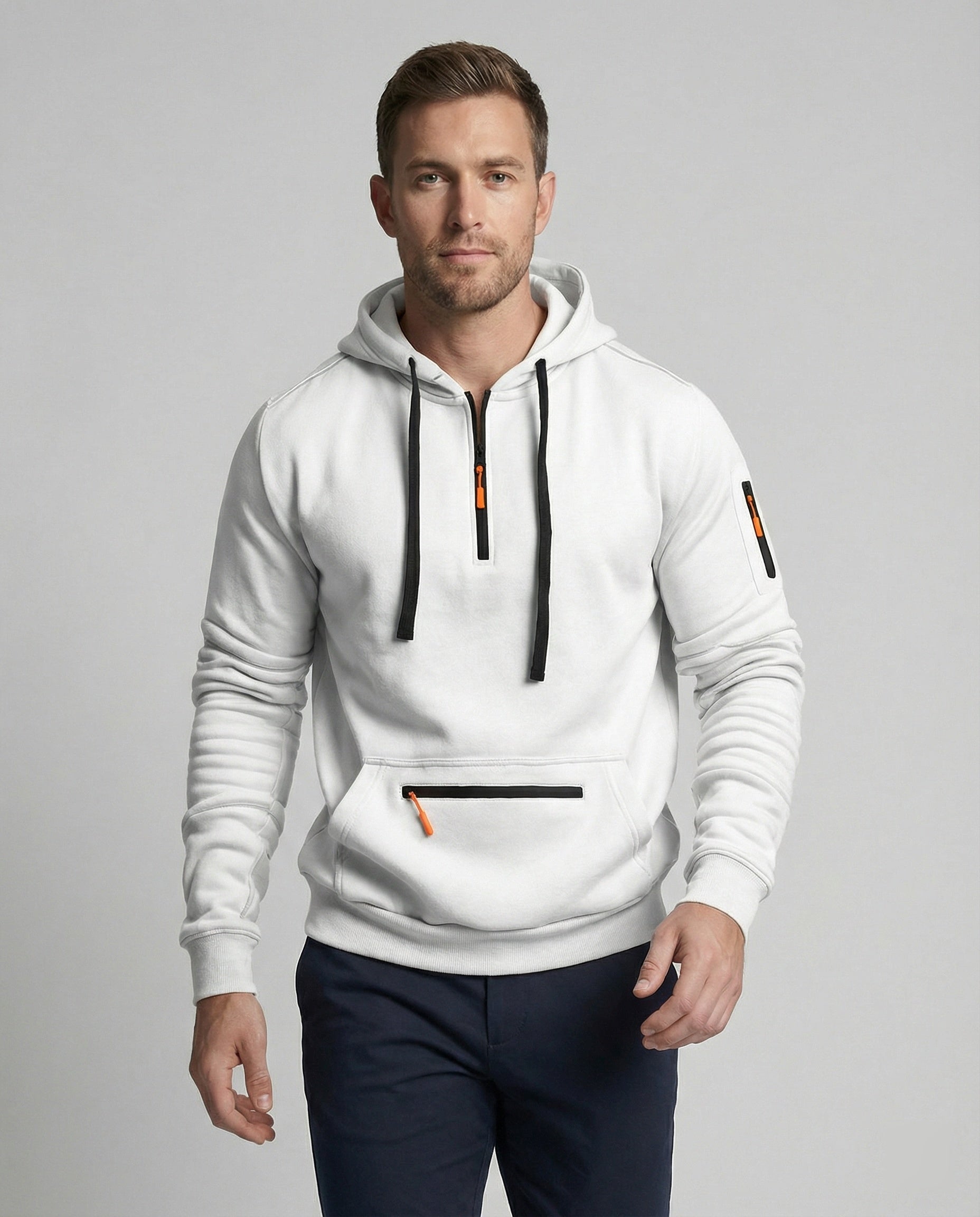 Herren Hoodie Sportlich Mit Reißverschluss Taschen - BerlinGlamour