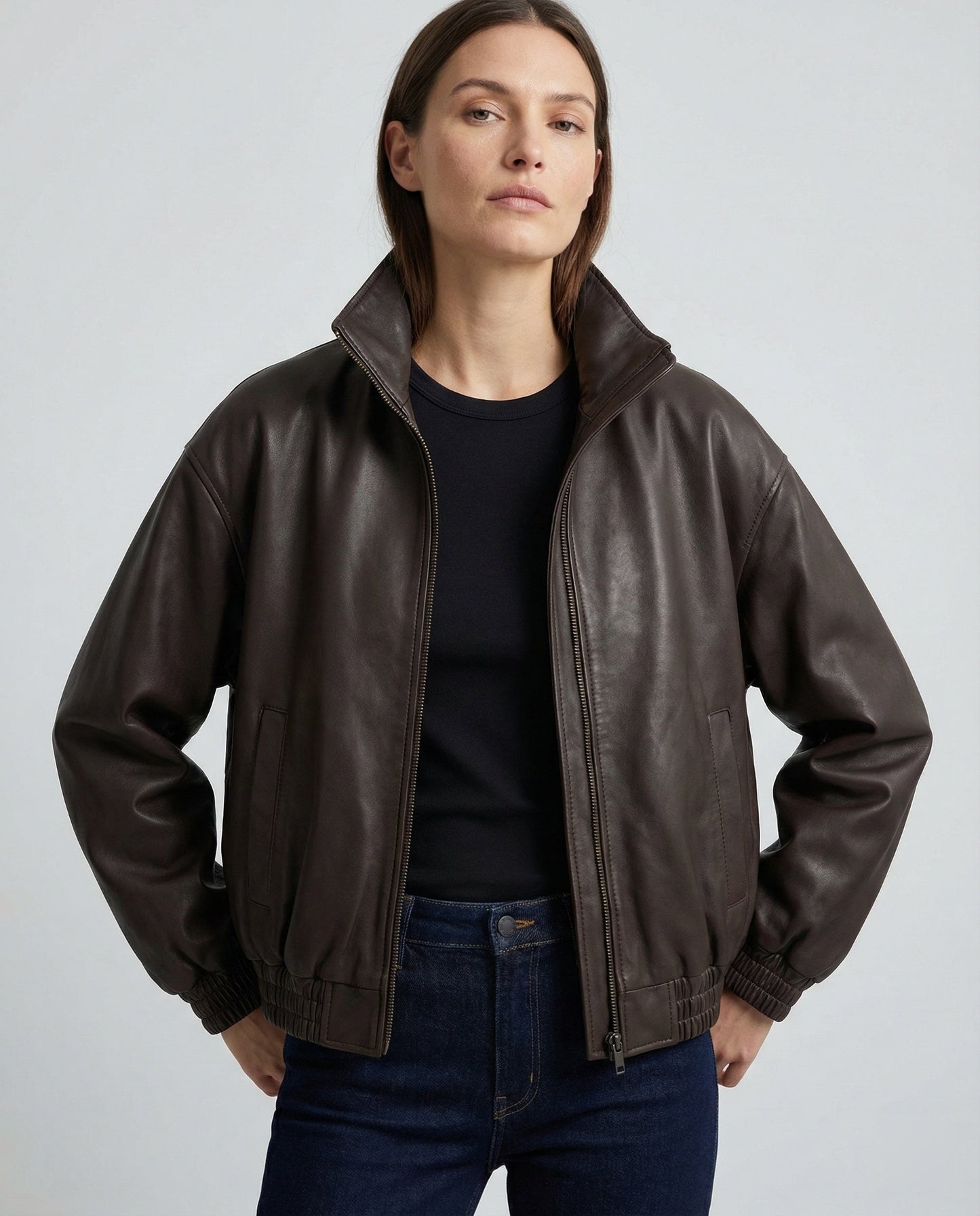 Damen Lederjacke Bikerstil Schwarz PU-Leder - BerlinGlamour