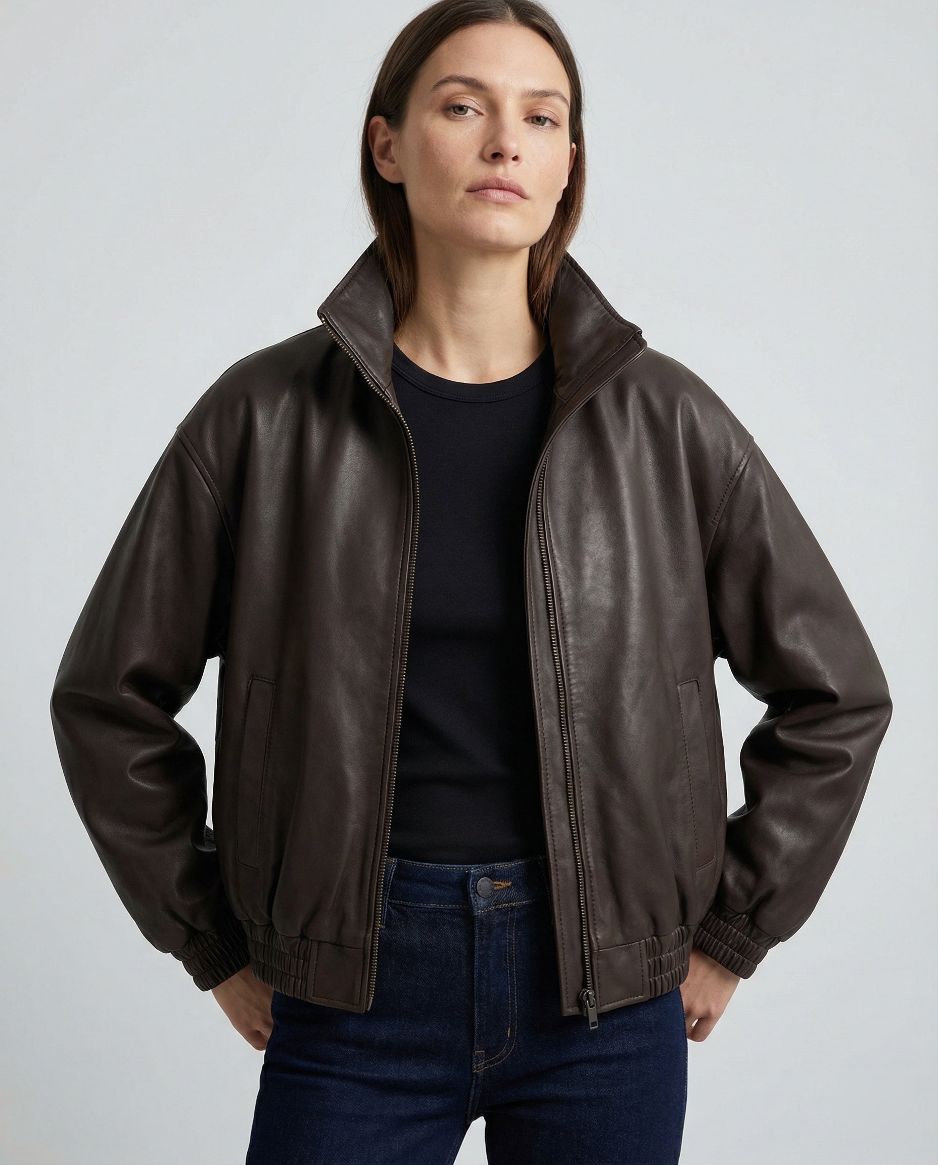 Damen Lederjacke Bikerstil Schwarz PU-Leder - BerlinGlamour