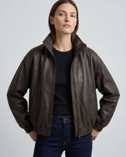 Damen Lederjacke Bikerstil Schwarz PU-Leder - BerlinGlamour