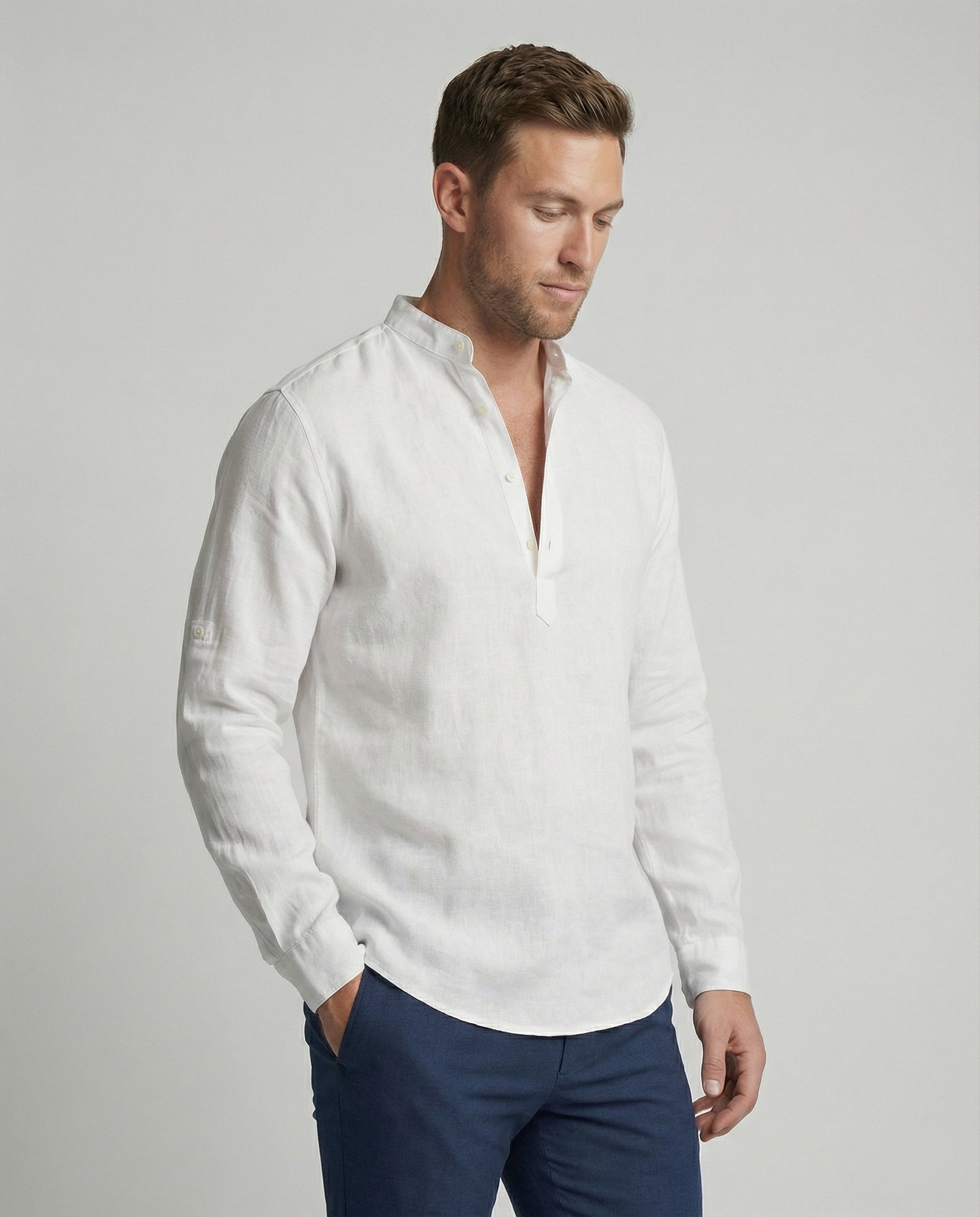Herren Leinenhemd Sommerlich Leicht Modern - BerlinGlamour