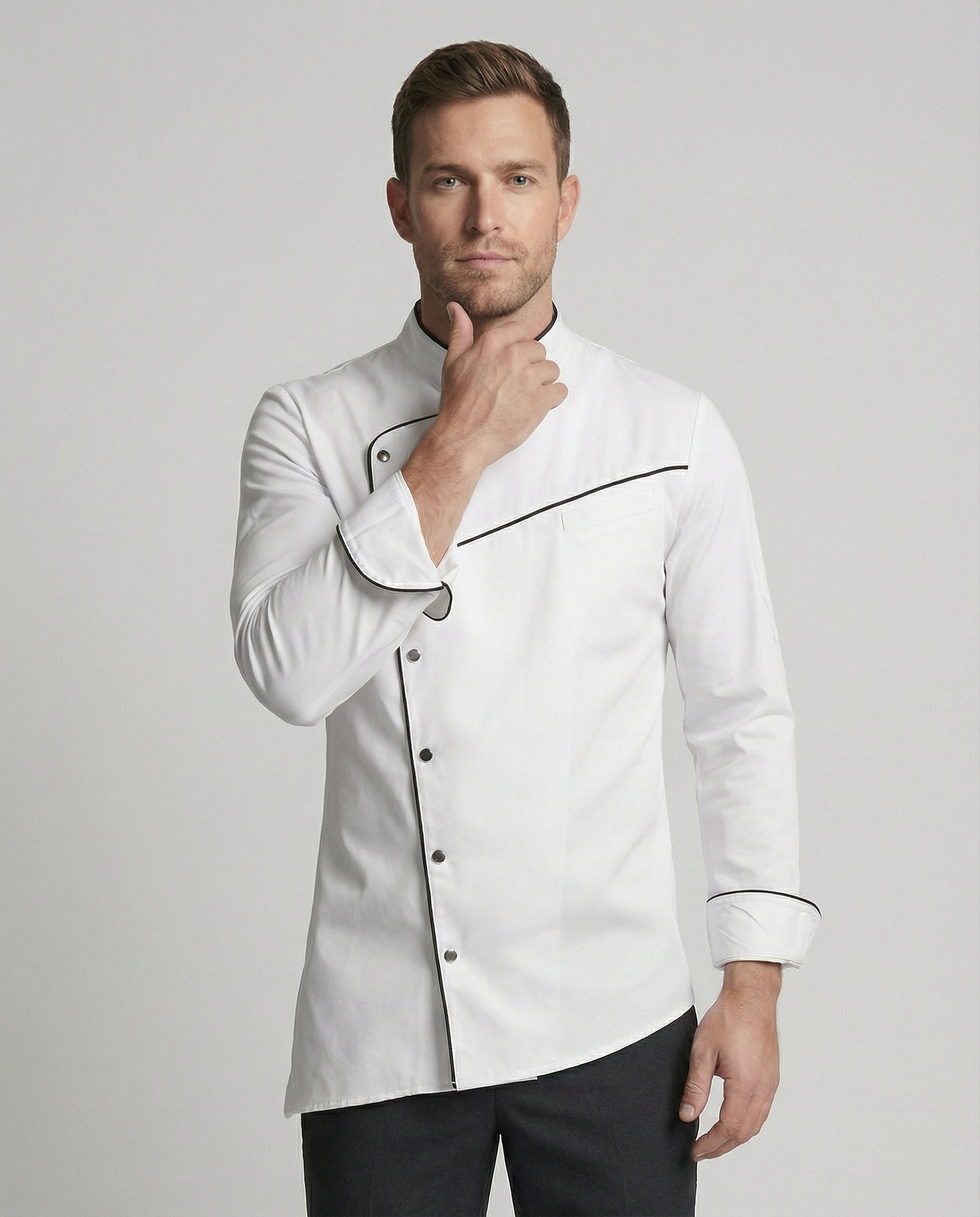 Herren Kochjacke Modern Schwarz Weiss - BerlinGlamour