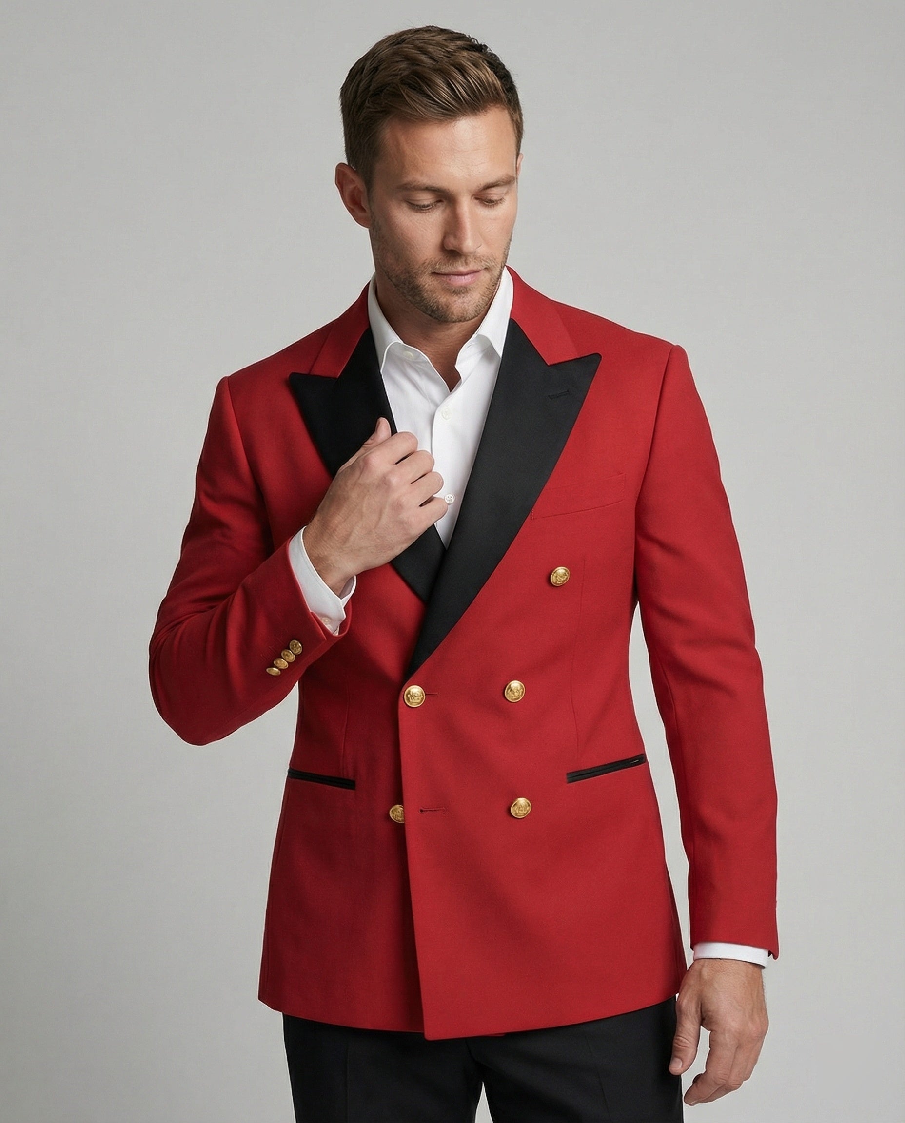 Herren Blazer Doppelreiher Elegant Goldknöpfe Modern - BerlinGlamour