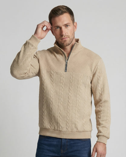 Herren Strickpullover Modern Hochkragen Reißverschluss - BerlinGlamour