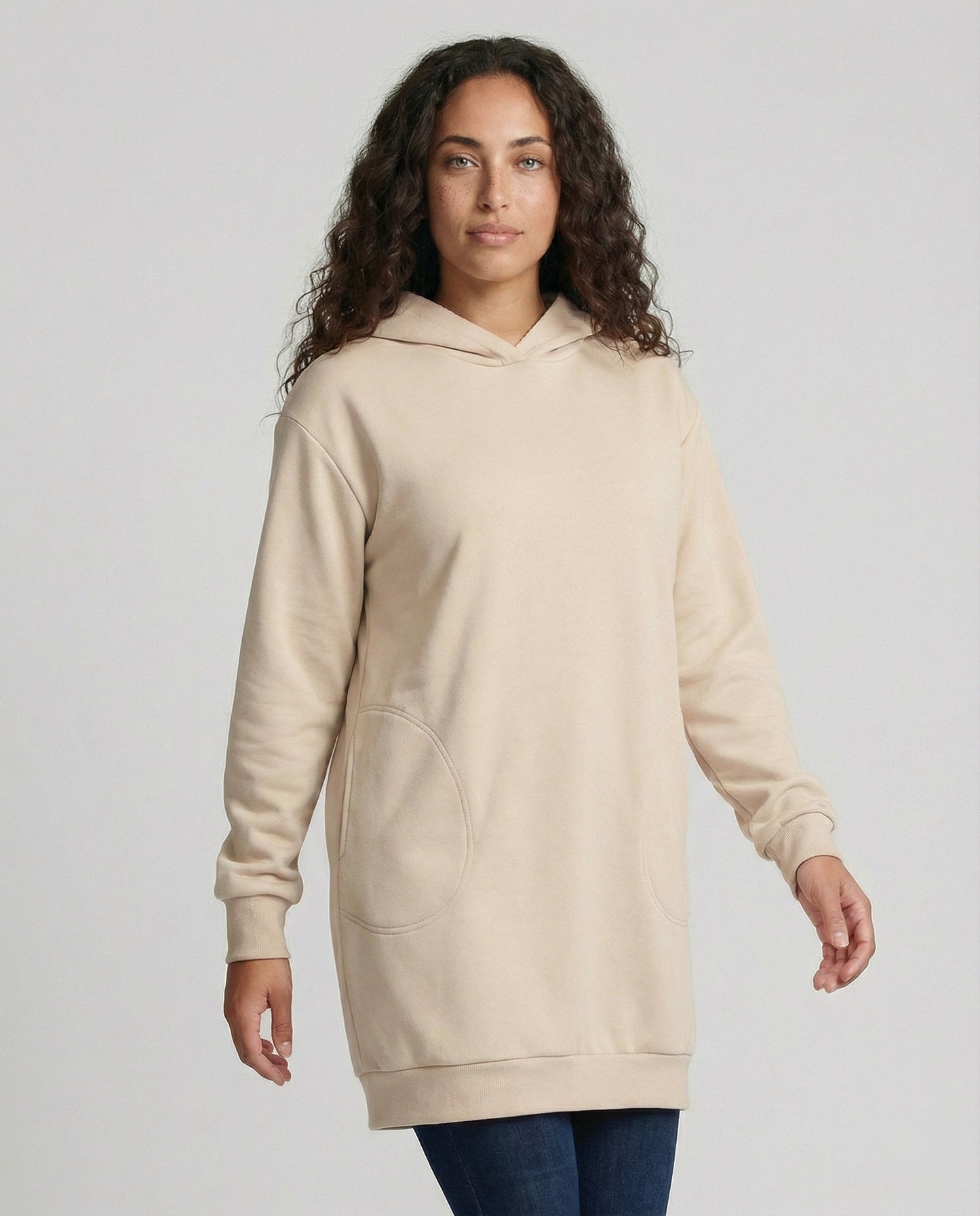 Kapuzenpullover Kleid Lang Stylisch Damen
