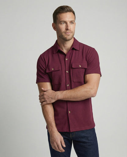 Herren Hemd Kurzarm Strukturstoff Modern