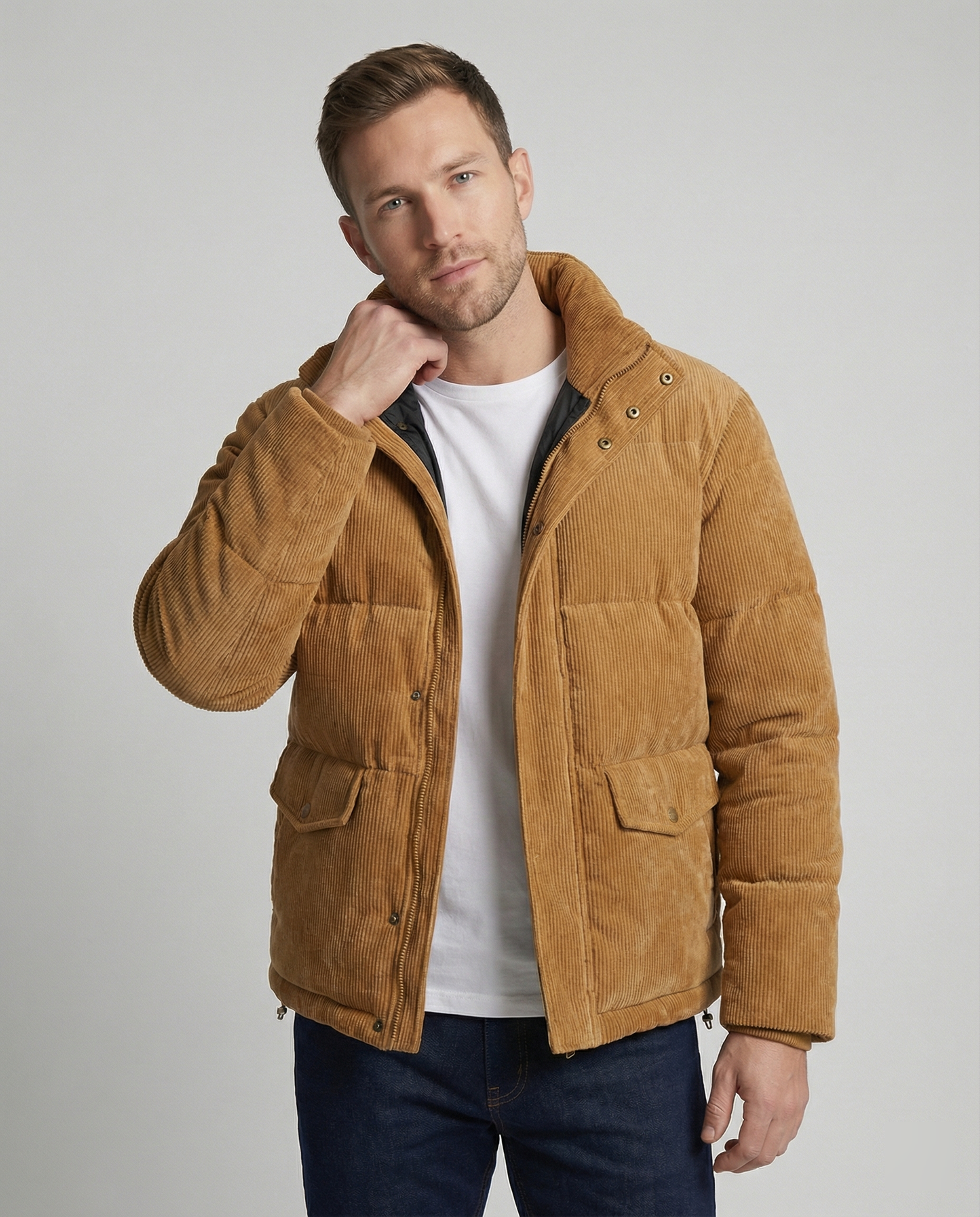Herren Steppjacke Winter Warm Trendig Cord