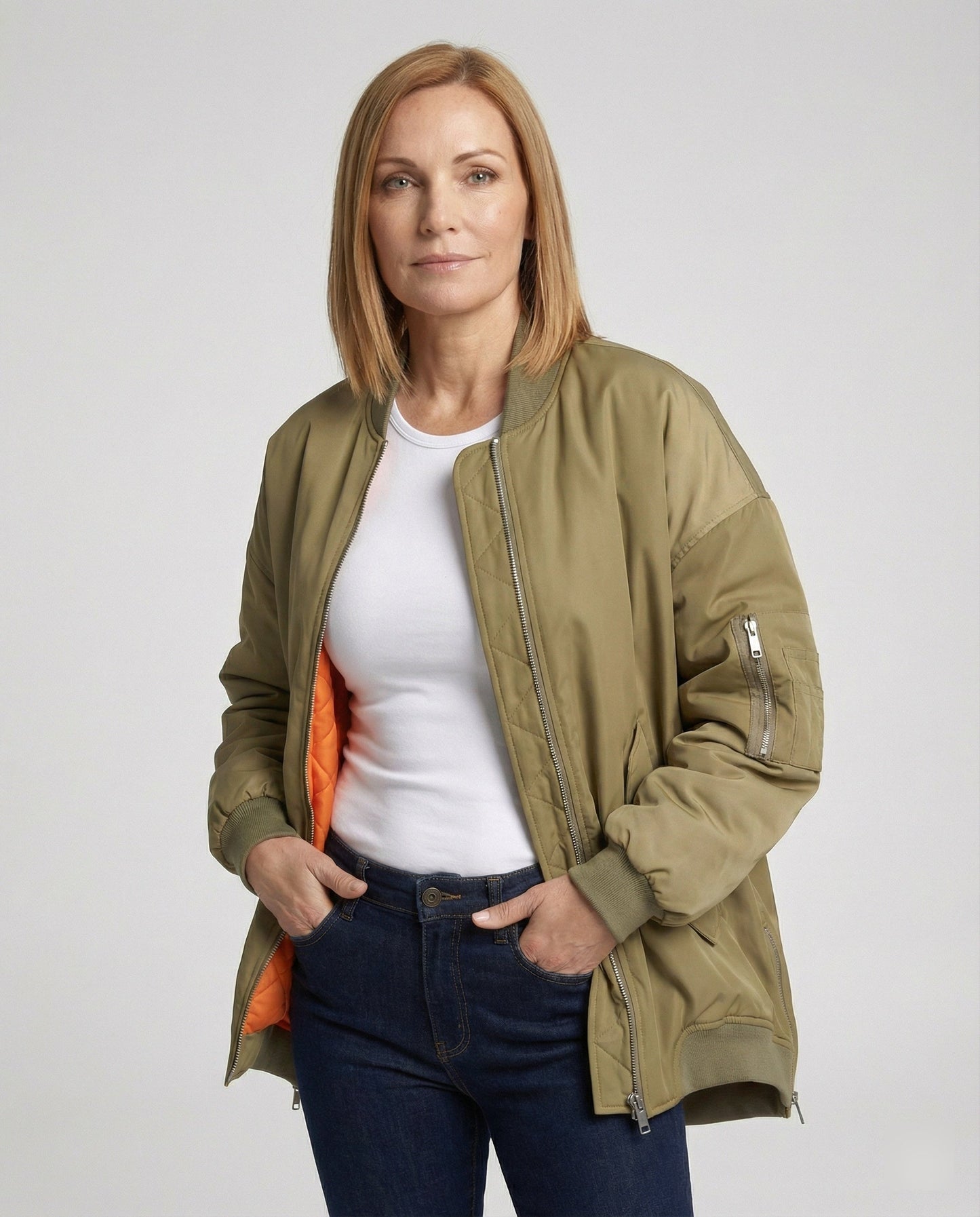 Damen Bomberjacke Gefüttert Warm Winter