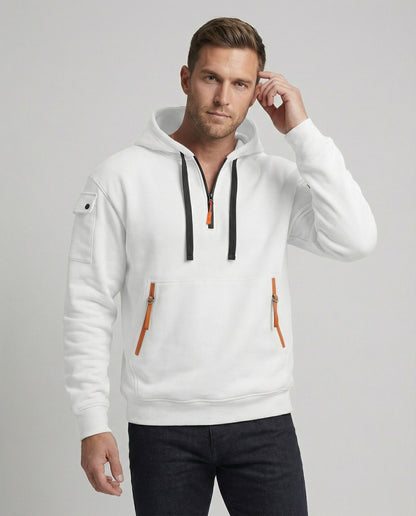 Herren Hoodie Modern Halbzip Stylisch Schwarz - BerlinGlamour