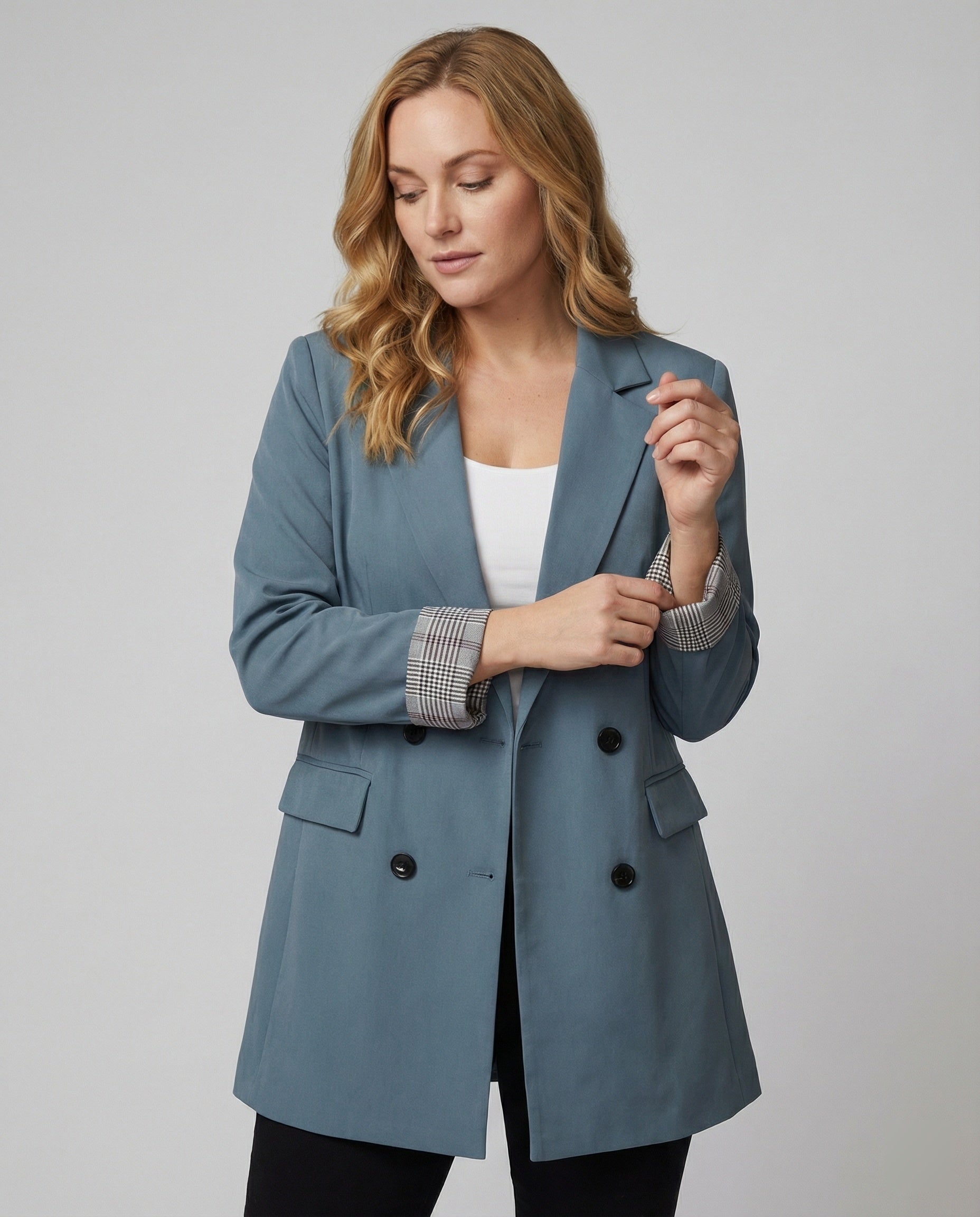 Damen Blazer Doppelreihig Kontrast Ärmel Modern Berlin - BerlinGlamour
