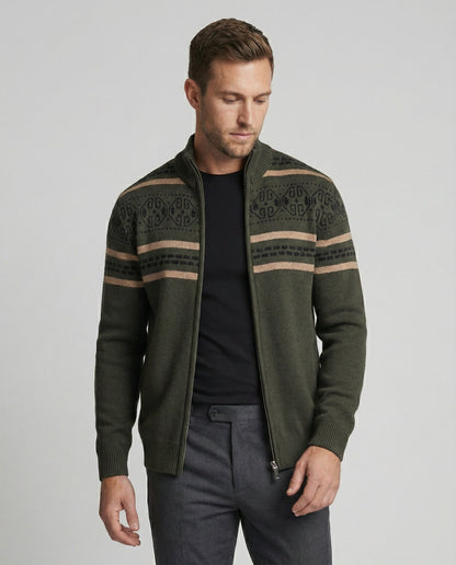 Herren Strickjacke Modern Zipper Muster Stadtchic - BerlinGlamour