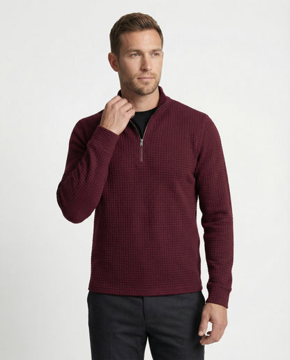Herren Langarmshirt Modern Stehkragen Reißverschluss Elegant - BerlinGlamour